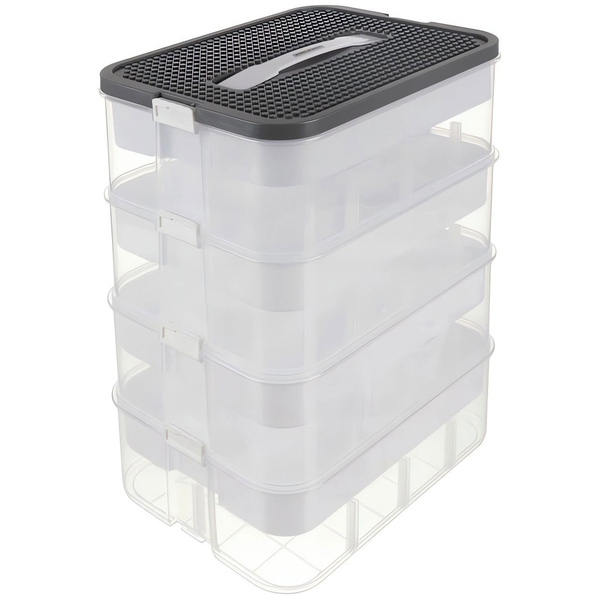KRUZZEL Tárolódoboz építőjátékhoz, 29 l, 4 szintes