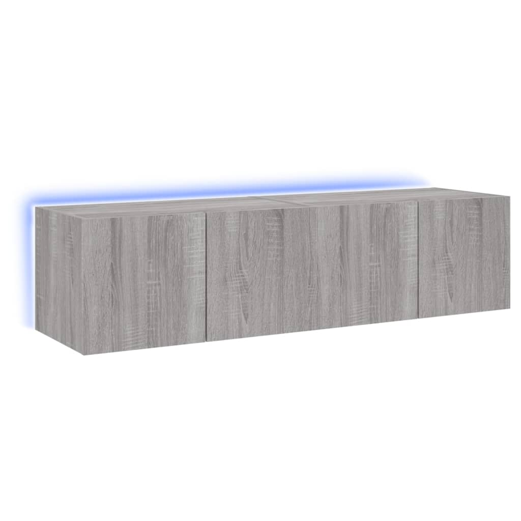 2 db szürke sonoma fali TV-szekrény LED-ekkel 60x35x31 cm (837278)