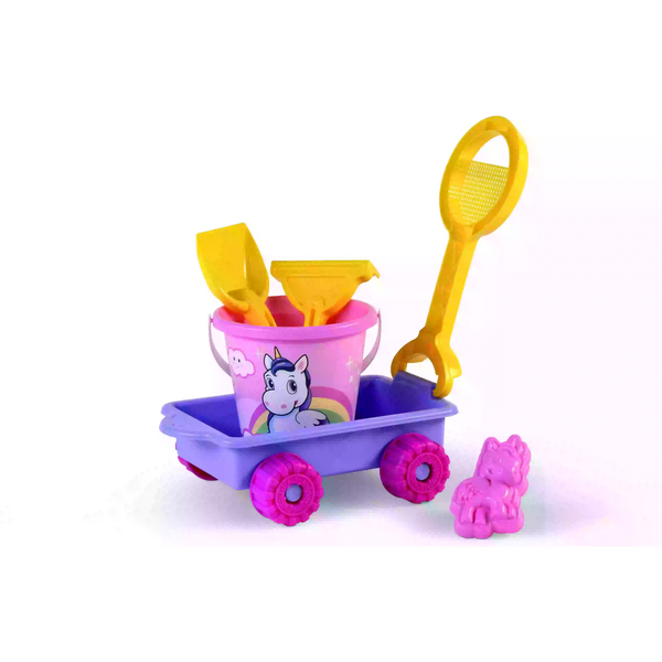 Homokozó készlet húzós kiskocsiban - Unikornis