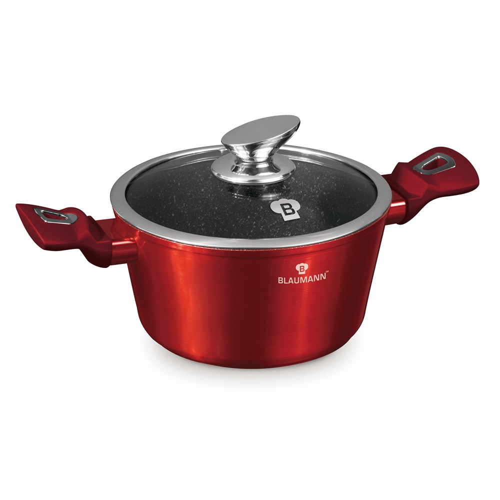 Blauman BL-3985 Lábas Üveg fedővel Ø 20cm 2,5L - Piros (BL-3985)