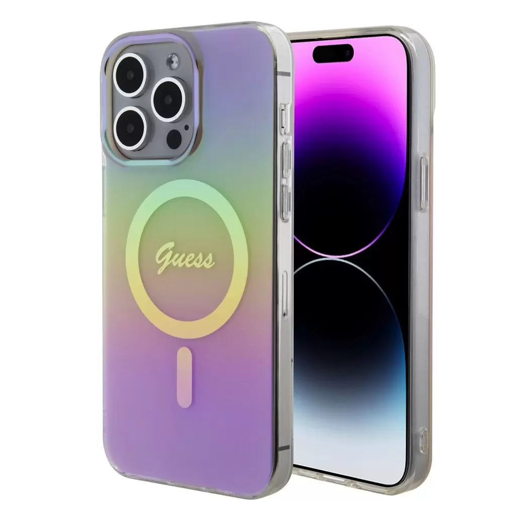 Guess IML Iridescent MagSafe Apple iPhone 15 Pro Tok - Pink (GUHMP15LHITSP)
