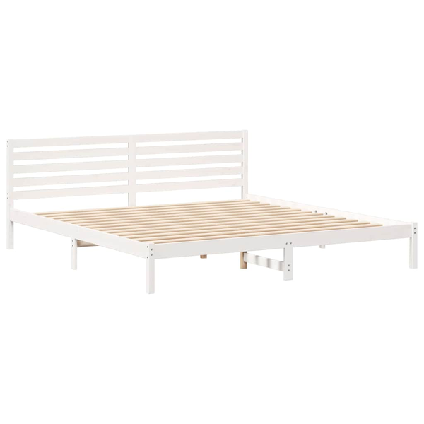 Cadru de pat cu headboard Alb 180 x 220 cm Lemn de brad solid
