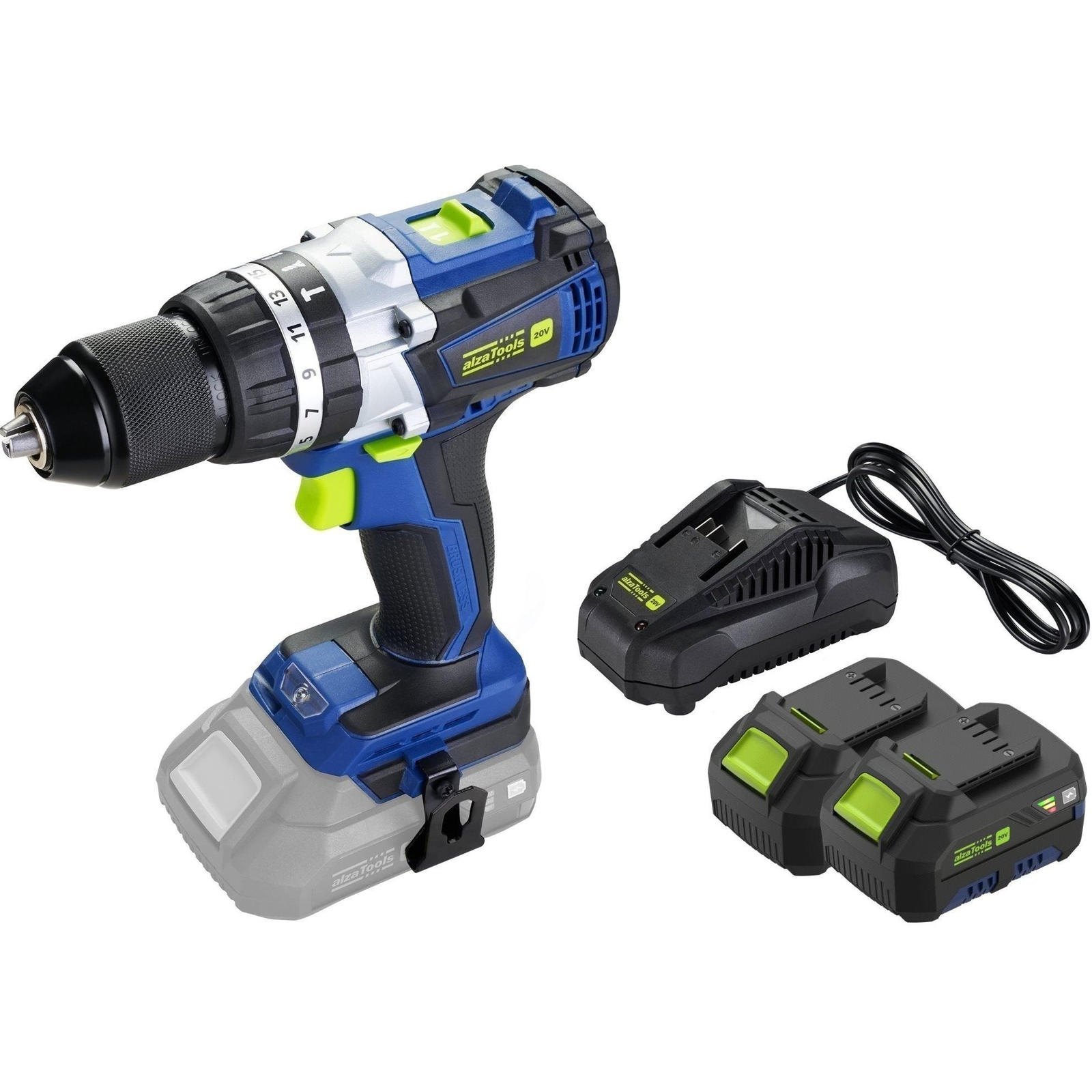 AlzaTools PRO CBHD20V Brushless + töltő 3,5 A + 2× akkumulátor 4 Ah (N/A)