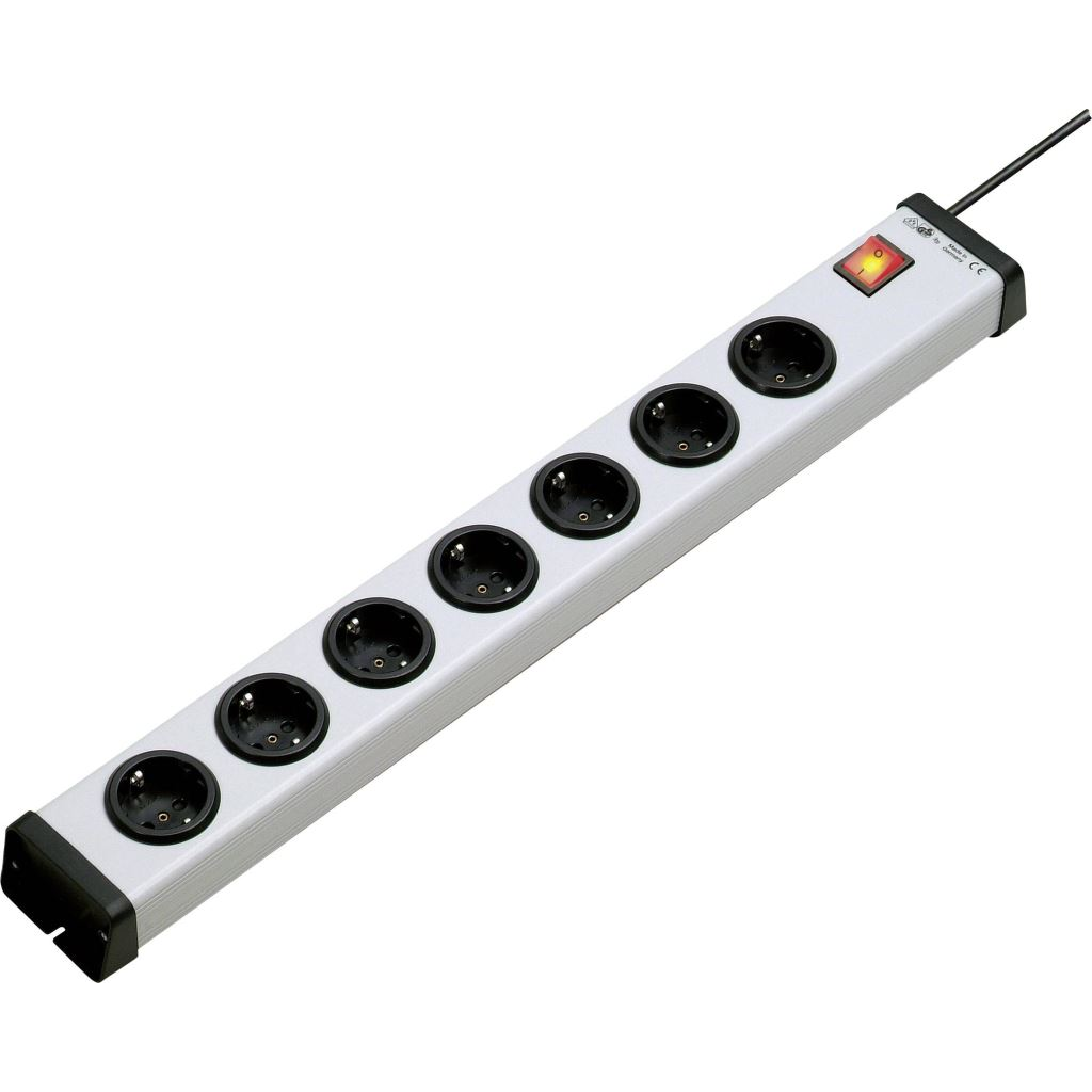 Ehmann 0201x01074301 Kapcsolós elosztó világítós 7 részes alu szürke-fekete 1,5 m (0201x01074301)