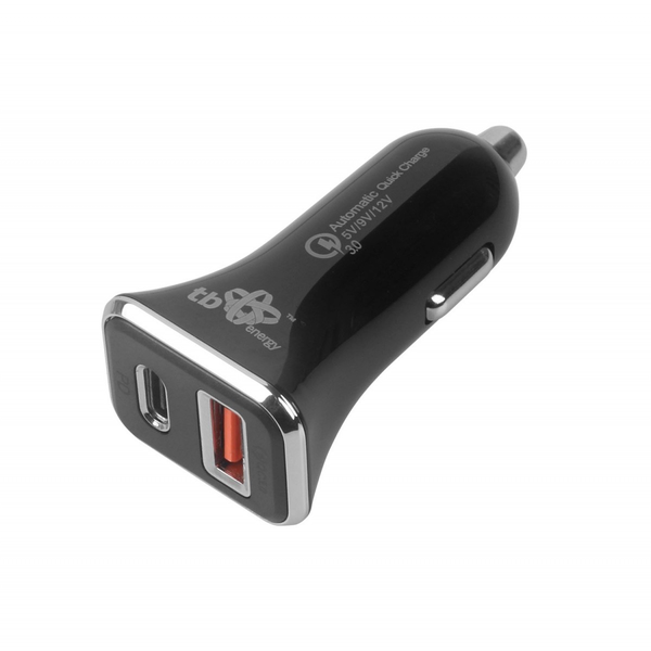 TB USB-A + USB-C autós töltő 24V - Fekete