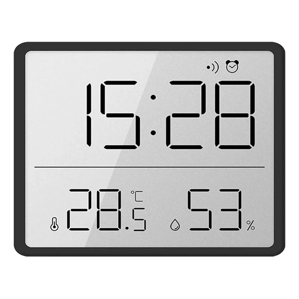 IRIS DC-111-B hőmérséklet és páratartalom kijelzéssel, ébresztő funkcióval fekete digitális óra (IRIS DC-111-B)