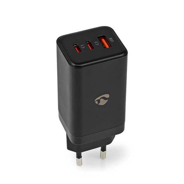 Nedis WCGPD65W100BK мрежово зарядно USB-A и 2x USB-C, 65W черно (WCGPD65W100BK)