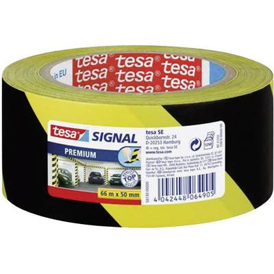 Tesa padlójelölő szalag, veszélyt jelző szalag, sárga/fekete csík (H x Sz) 66 m x 50 mm Tesa 58130-00-00 (58130-00-00)