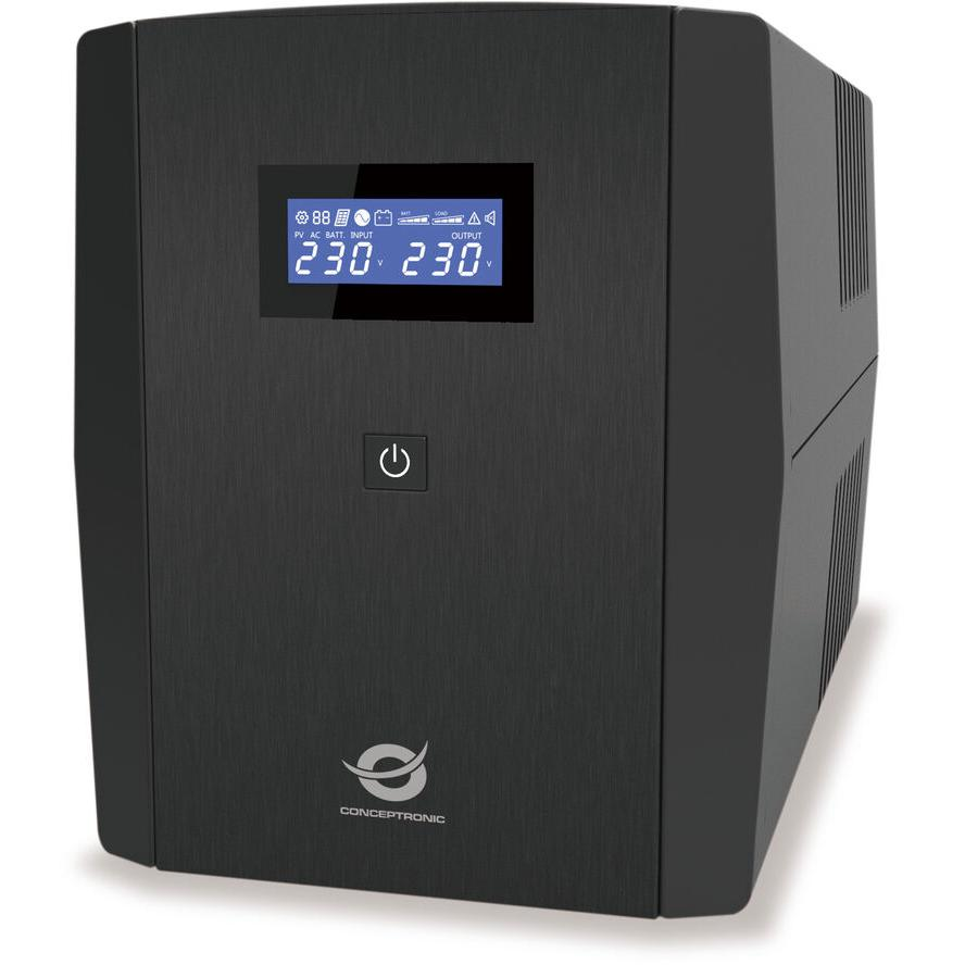 Conceptronic ZEUS03G szünetmentes tápegység (UPS) Vonal interaktív 1,2 kVA 720 W 4 AC kimenet(ek) (ZEUS03G)
