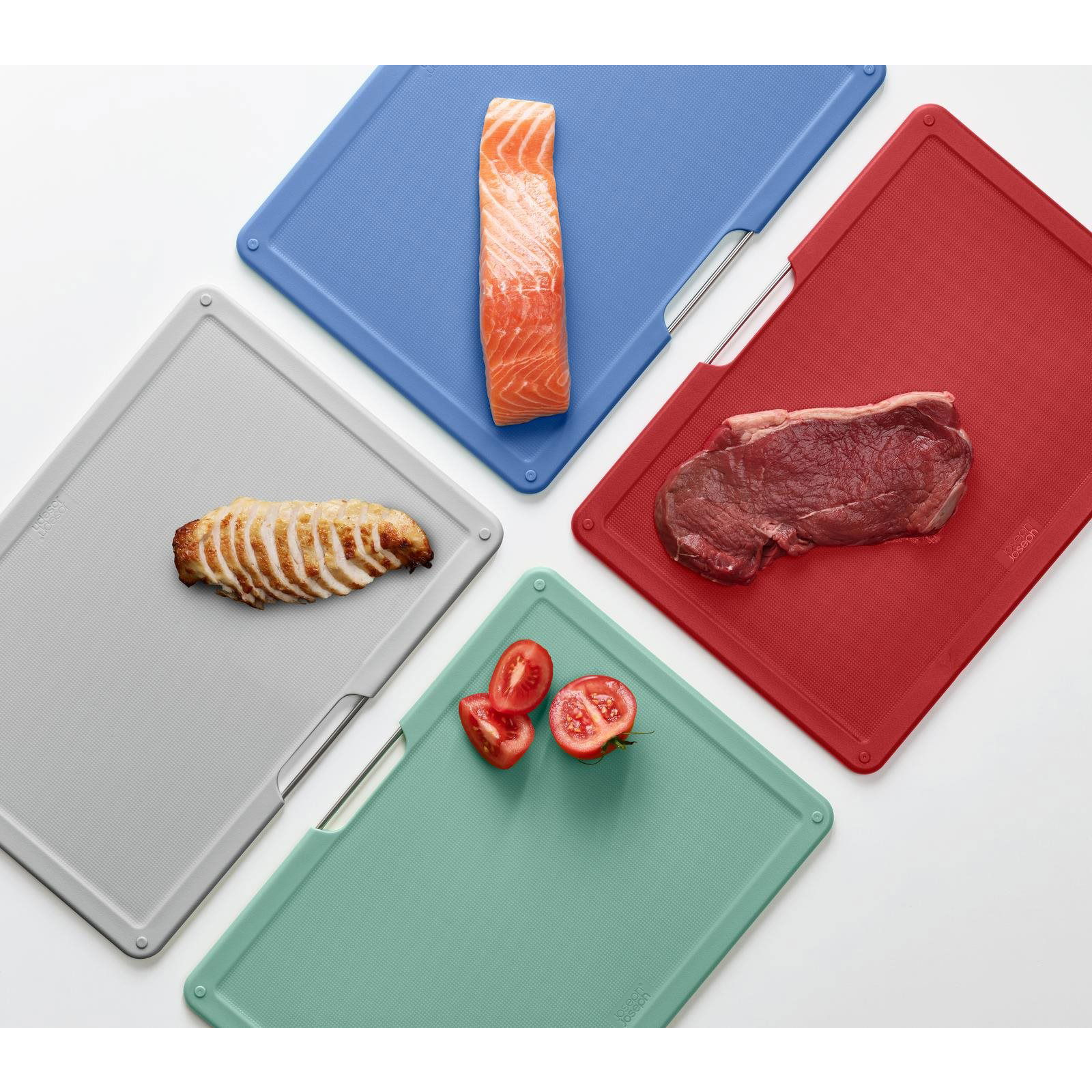 Joseph Joseph Folio4 Large 60215 Vágódeszka szett + tartó, 34×24 cm, Silver / Coast (60215)