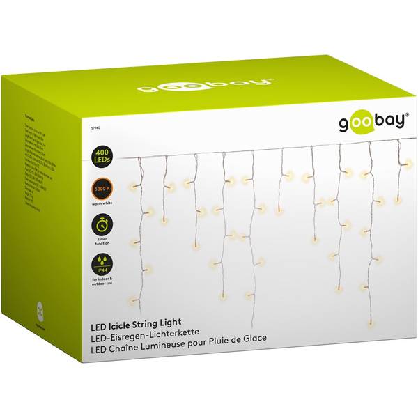 Goobay 57940 Icicle Kültéri LED fényfüggöny 15m - Meleg fehér