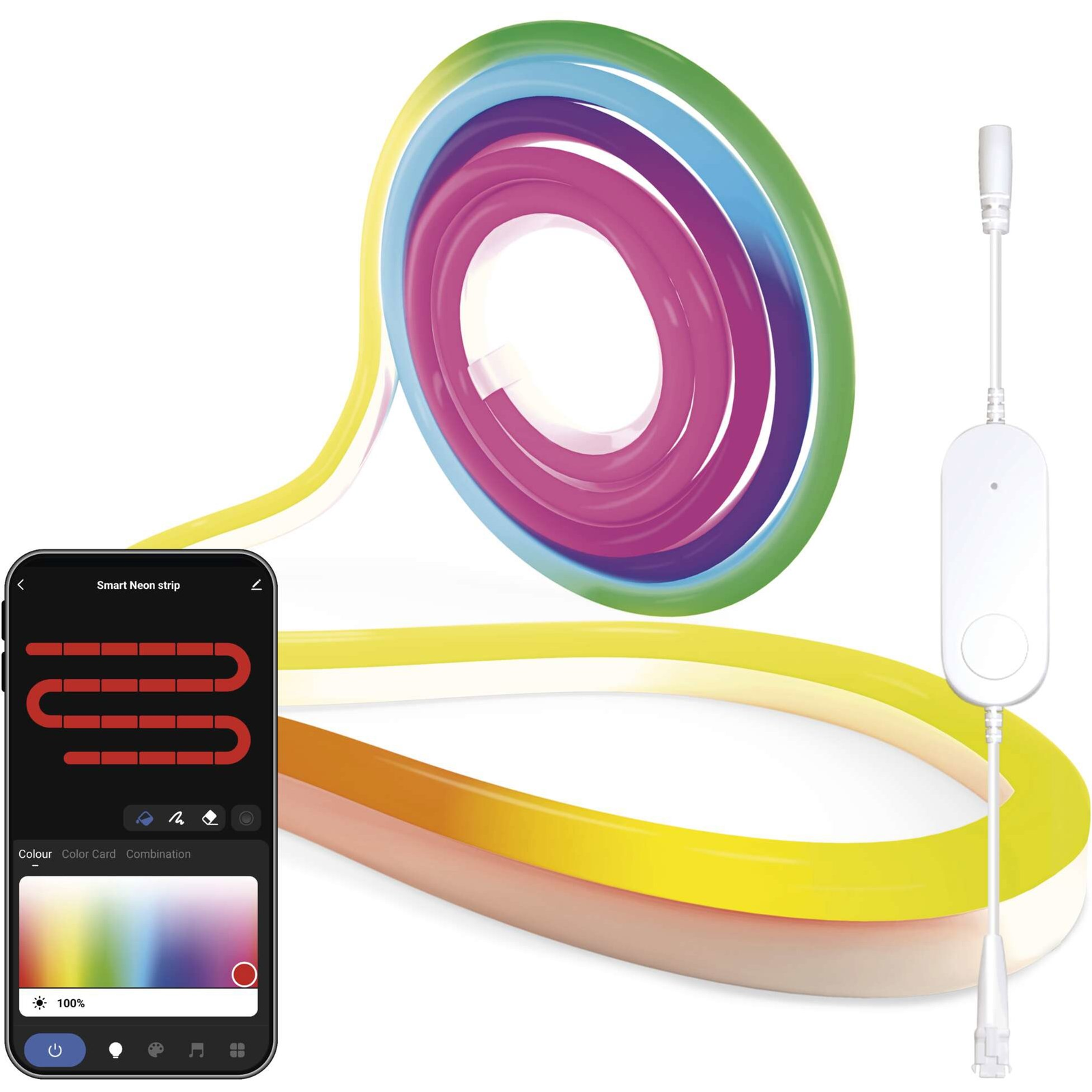 EMOS GoSmart Hajlítható RGBIC NEON LED szalag, fehér, dimmelhető, WiFi, 5 m, 33 W (1555513000)