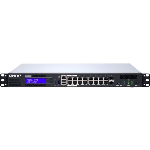 QNAP QGD-1600P Riadený Gigabit Ethernet (10/100/1000) Podpora napájania cez Ethernet (PoE) 1U Čierna, Šedá (QGD-1600P-8G)