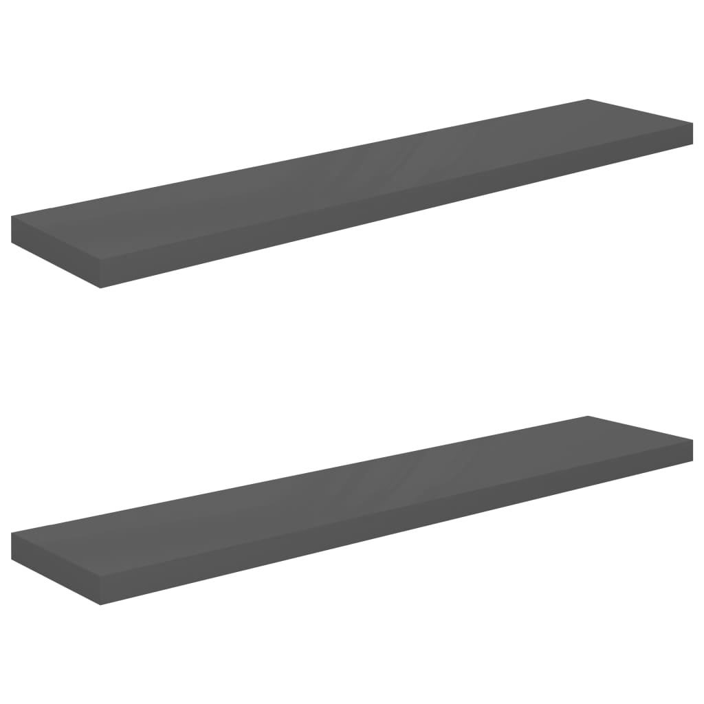 2 db magasfényű szürke MDF fali polc 120 x 23,5 x 3,8 cm (323800)