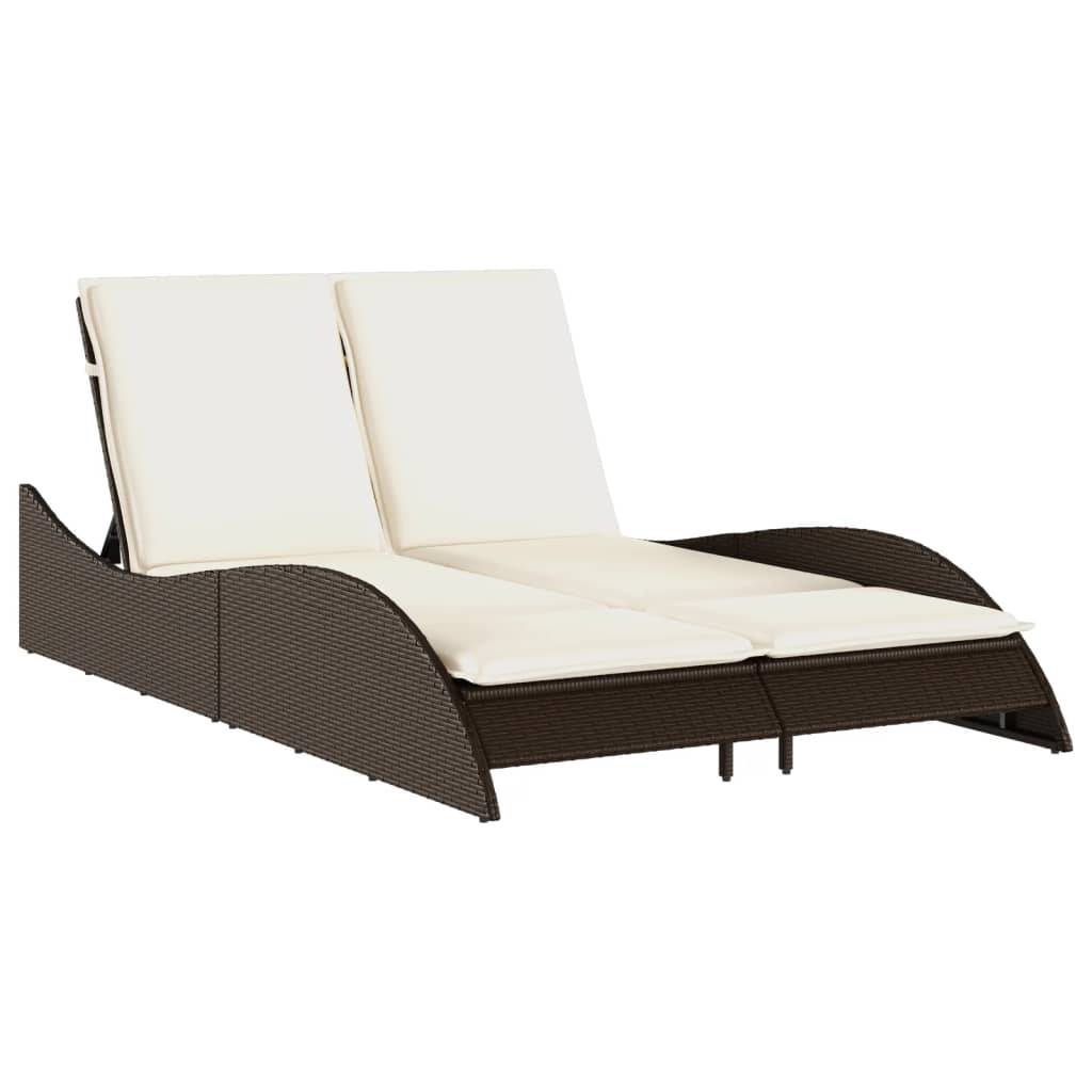 barna polyrattan napozóágy párnákkal 114x205x73 cm (368288)