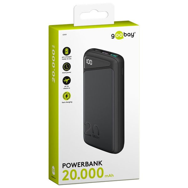 Schnelllade-Powerbank 20.000 mAh (schwarz, PD, Quick Charge 3.0, Super Charge)