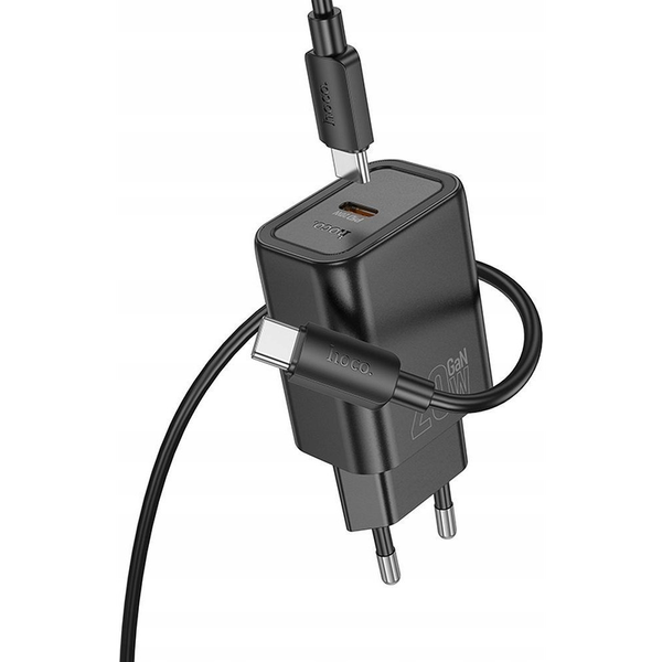 Зарядно за мрежово устройство, адаптер + iPhone 8pin, кабел за данни Lightning, кабел за зареждане, бързо зарядно, PD QC 3A 20W 1m, черно, Hoco N60