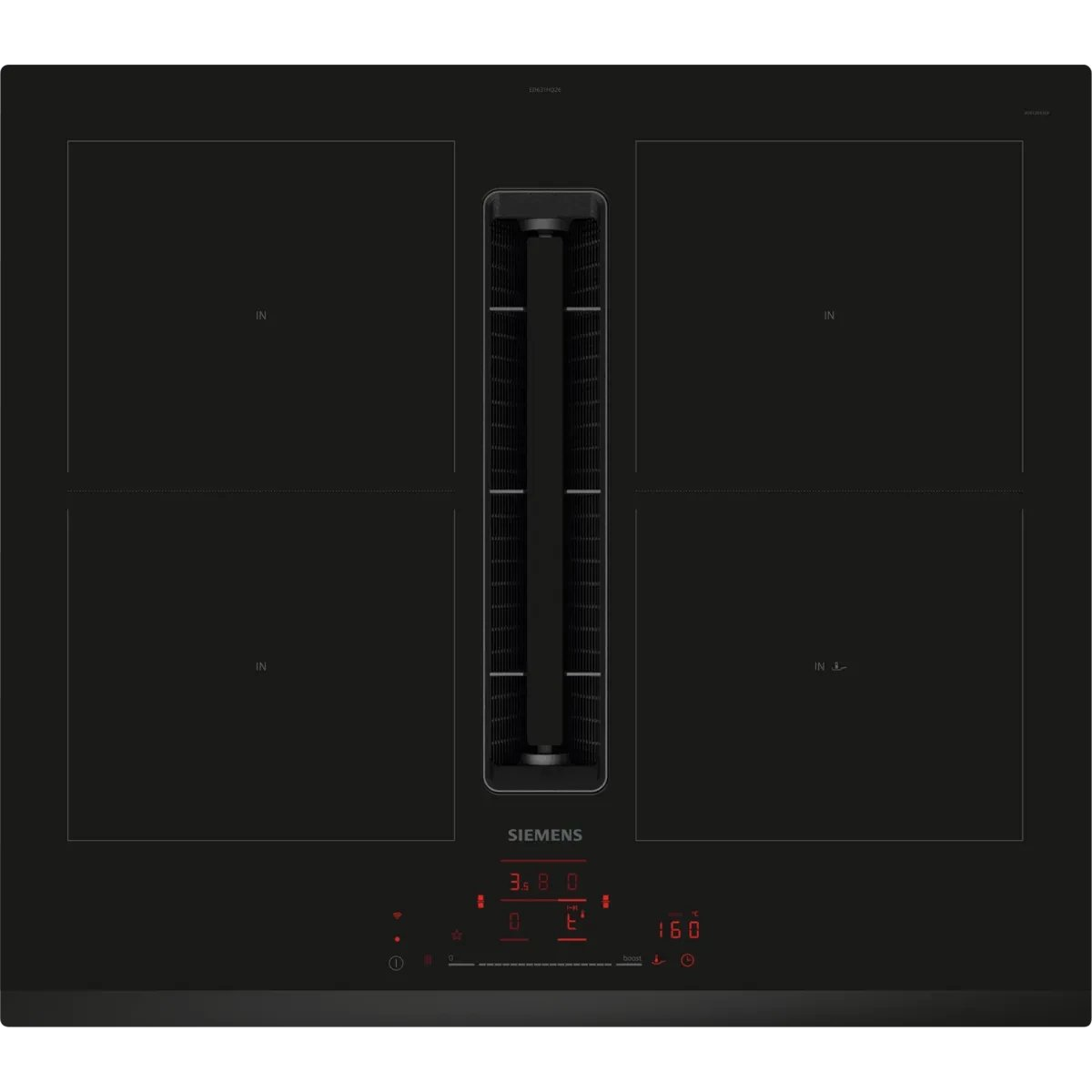 Siemens iQ500 ED631HQ26E főzőlap Fekete Beépített 60 cm Zónás indukciós főzőlap 4 zóna Beépített kapucni (4242003945889)