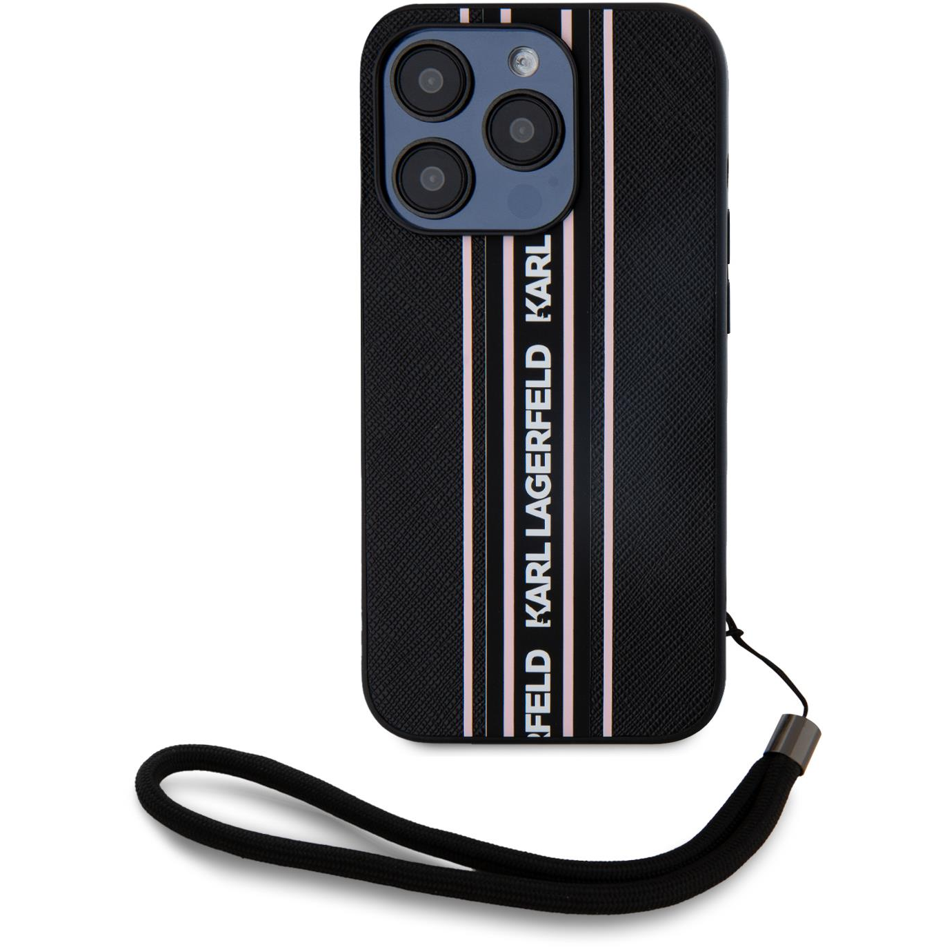 Karl Lagerfeld PU Saffiano Athleisure Stripe and Strap iPhone 15 Pro Max rózsaszín tok (KLHCP15XPAMSCNSP)