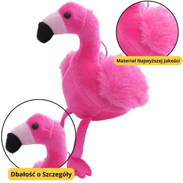 Flaming Pluszowy Brelok Puszysty Ozdoba Różowy 12cm