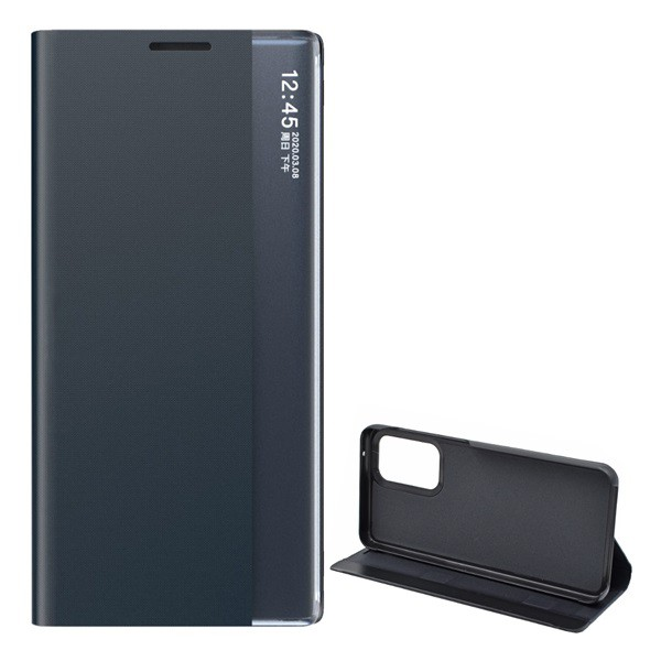 Tok álló, textil hatású (aktív FLIP, oldalra nyíló, asztali tartó funkció, Smart View Cover) KÉK [Samsung Galaxy A33 5G (SM-A336)] (5996591121246)