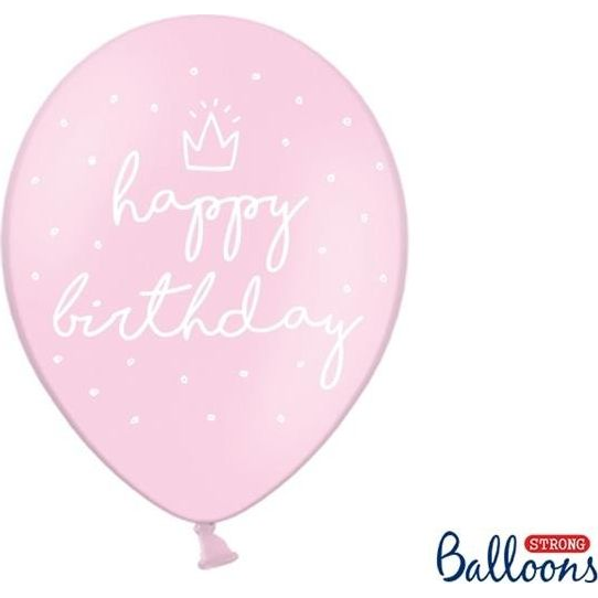  Party Deco Balony urodzinowe, Happy Birthday, różowe, 30 cm, 6 szt. uniwersalny