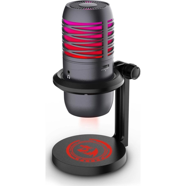 Redragon Nebula gaming mikrofon, RGB világítás, kardioid egyirányú, mellékelt állvány, 6 színű világítás, Fekete