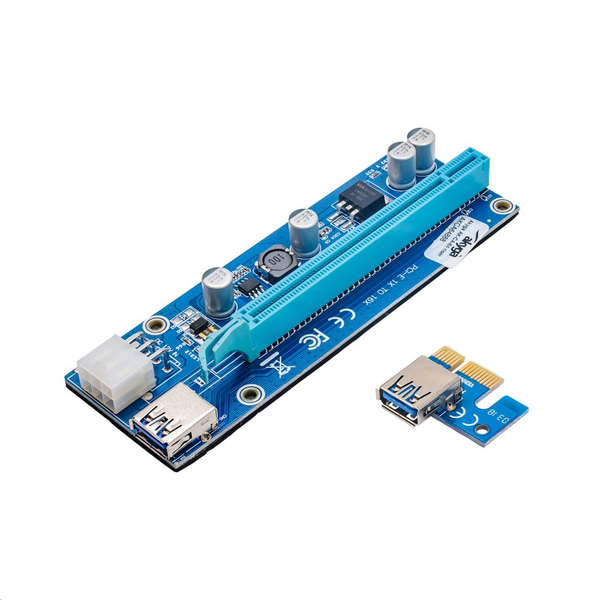 Riser pci-E, ver 1.8 cu 5 condensatori, 1x to 16x, 6 pini, USB 3.0, pentru mining