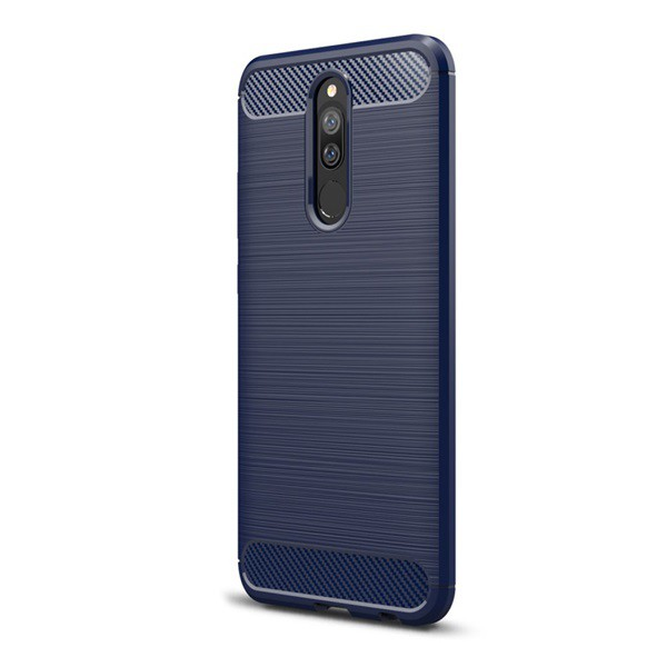 Szilikon telefonvédő (közepesen ütésálló, légpárnás sarok, szálcsiszolt, karbon minta) SÖTÉTKÉK [Xiaomi Redmi 8A] (5996457917792)