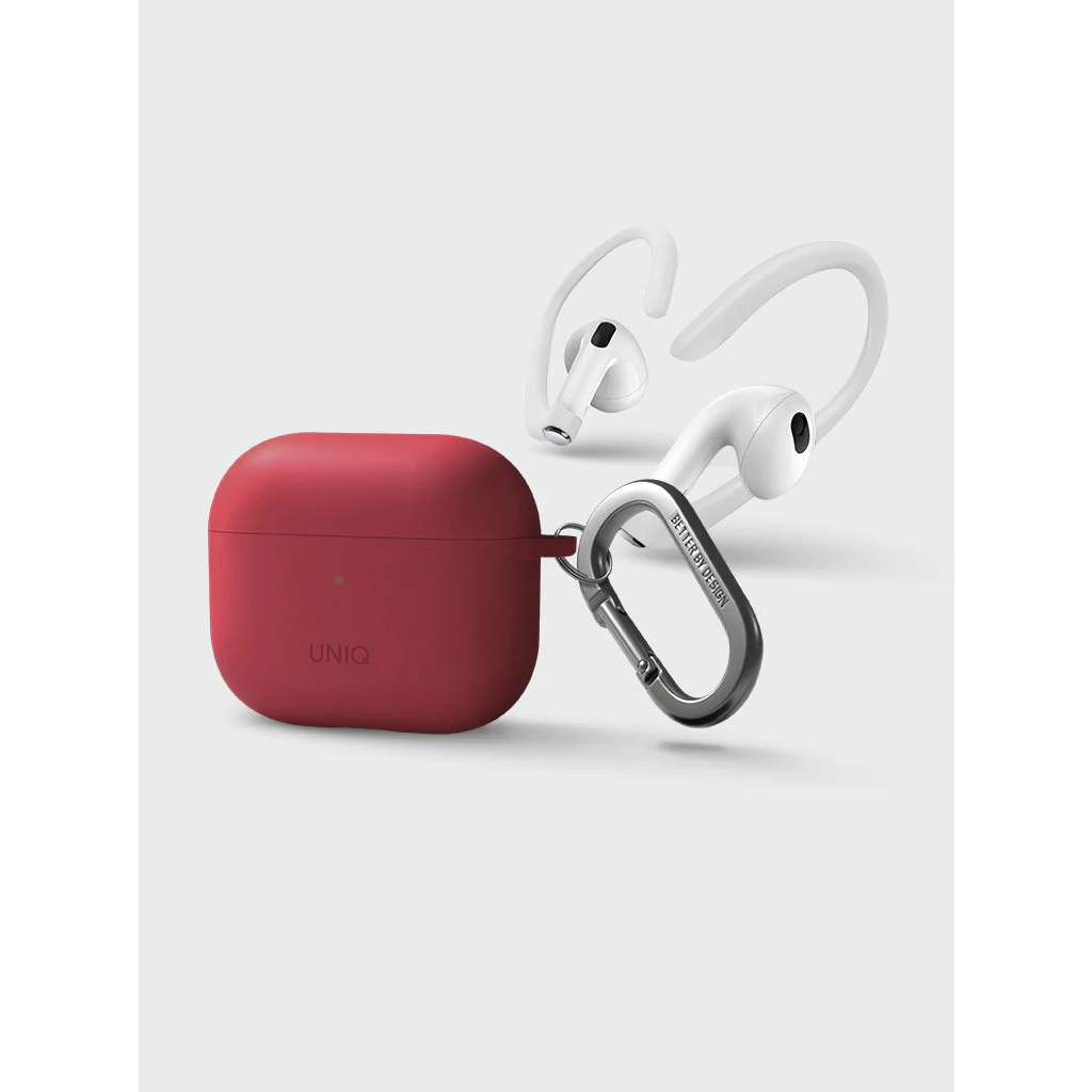 Uniq Nexo Apple AirPods (3. generáció 2021) piros tok fülkampóval (63960) (un63960)