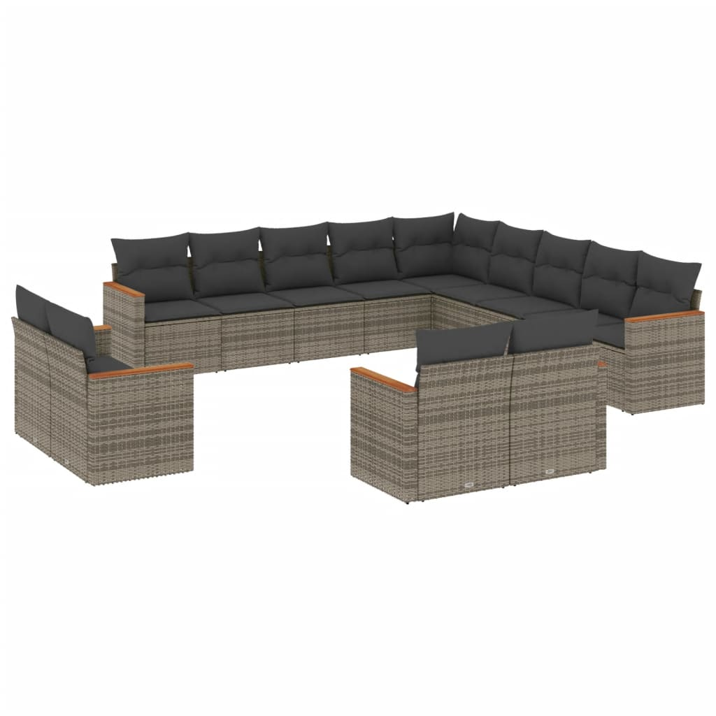13 részes szürke polyrattan kerti ülőgarnitúra párnákkal (3258931)