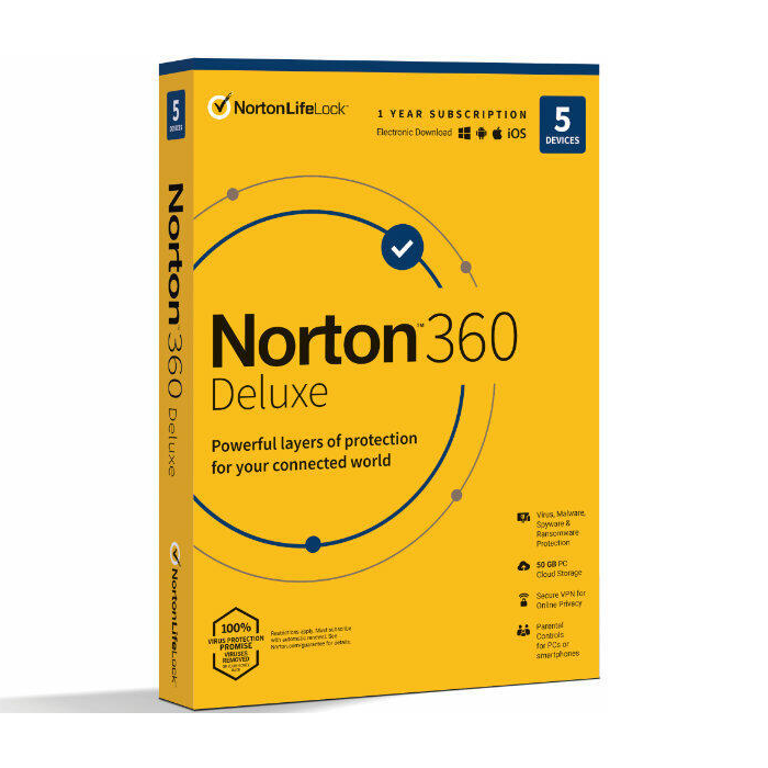 Norton 360 Deluxe 50 GB HUN Online vírusirtó szoftver (5 PC / 1 év) (21416689)