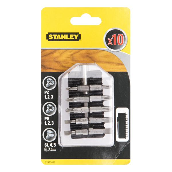 Stanley bitfej készlet, PH1x2/PH2x2/PH3/PZ1x2/PZ2x2/PZ3/SL4,5x2/SL5,5x2/SL6,5x25mm, 10db/cs