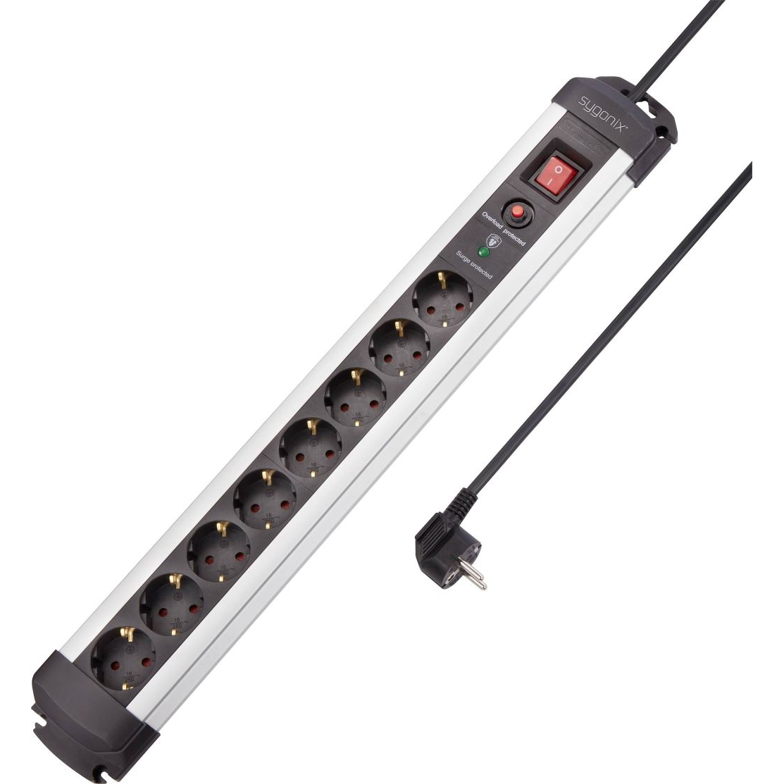 Sygonix SY-4755614 Túlfeszültség ellen védő elosztó Ezüst, Fekete Védőérintkezős 1,4m (SY-4755614)