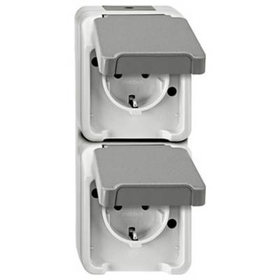 MERTEN MEG2329-8029 SCHUKO-Doppel-Steckdose. lichtgrau senkrecht