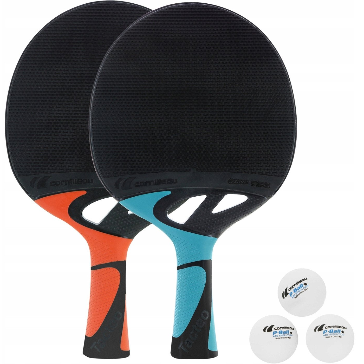 Cornilleau Tacteo Pack Duo Szett (2 ütő + 3 labda), fekete-kék, fekete-piros (3222764553500)