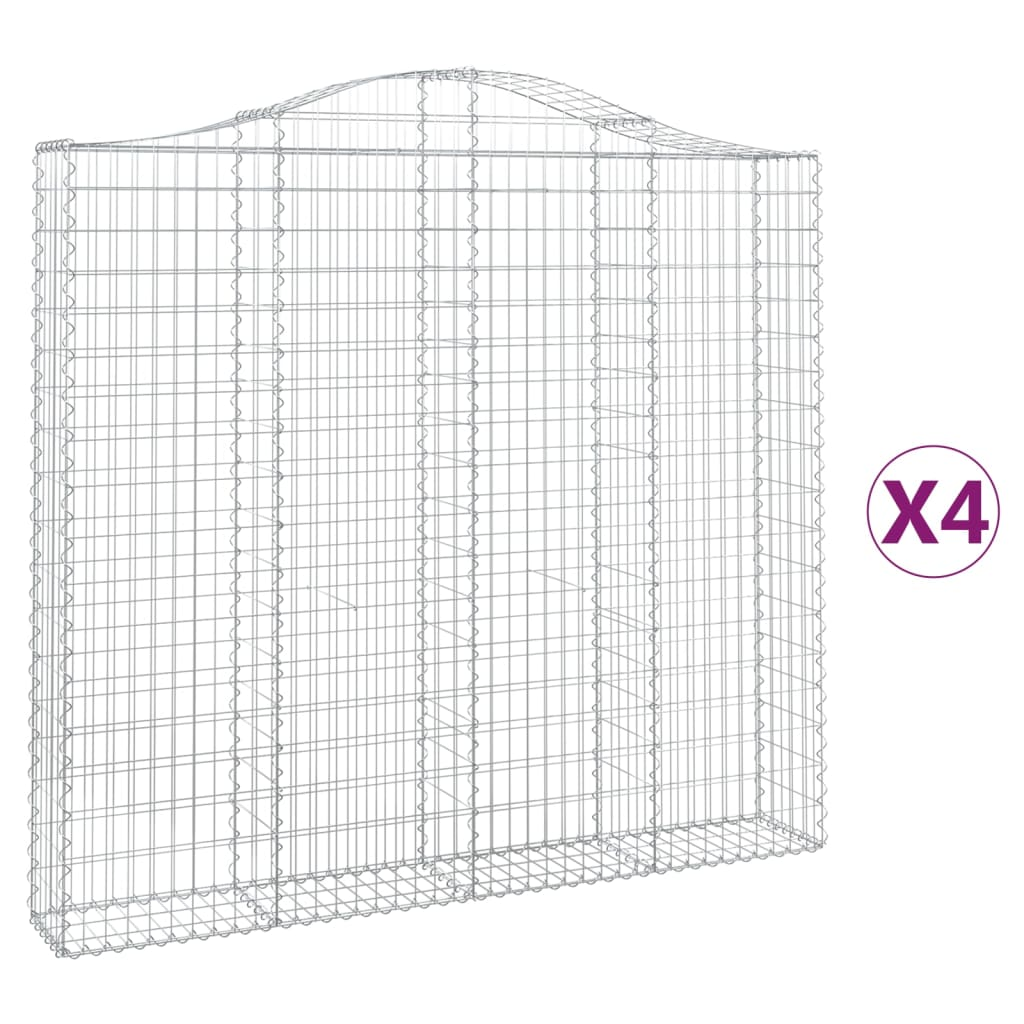 4 db íves horganyzott vas gabion kosár 200x30x180/200 cm (3145516)