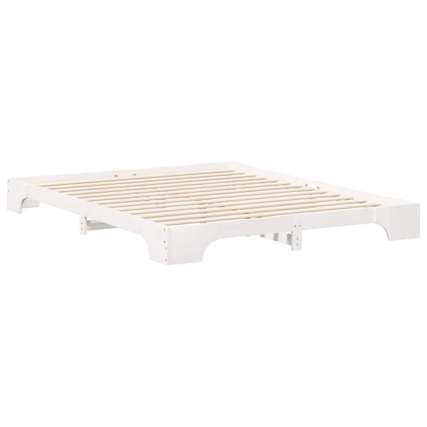 Cadru de pat de podea Alb 160 x 220 cm Lemn masiv de pin