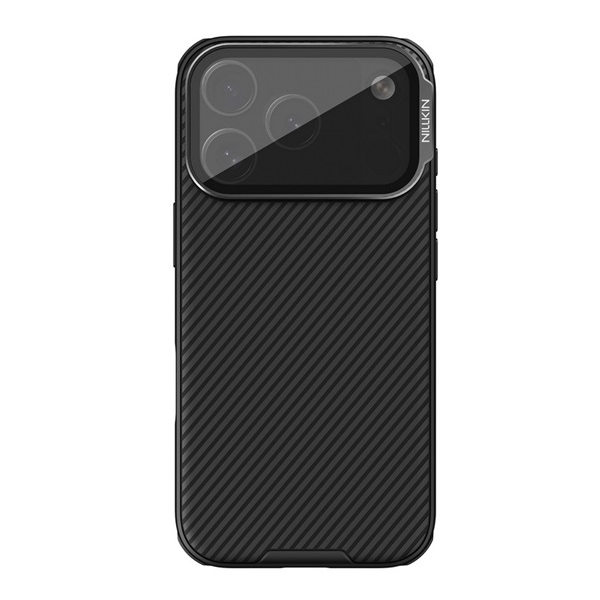 Nillkin CAMSHIELD PROP szilikon telefonvédő (ütésállóság, kameravédő, kitámasztó, csíkos) FEKETE Apple iPhone 17 Pro (GP-175705)
