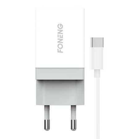 Foneng K210 hálózati töltő + USB-A - USB-C kábel fehér (K210TypeC) (K210 Type-C)