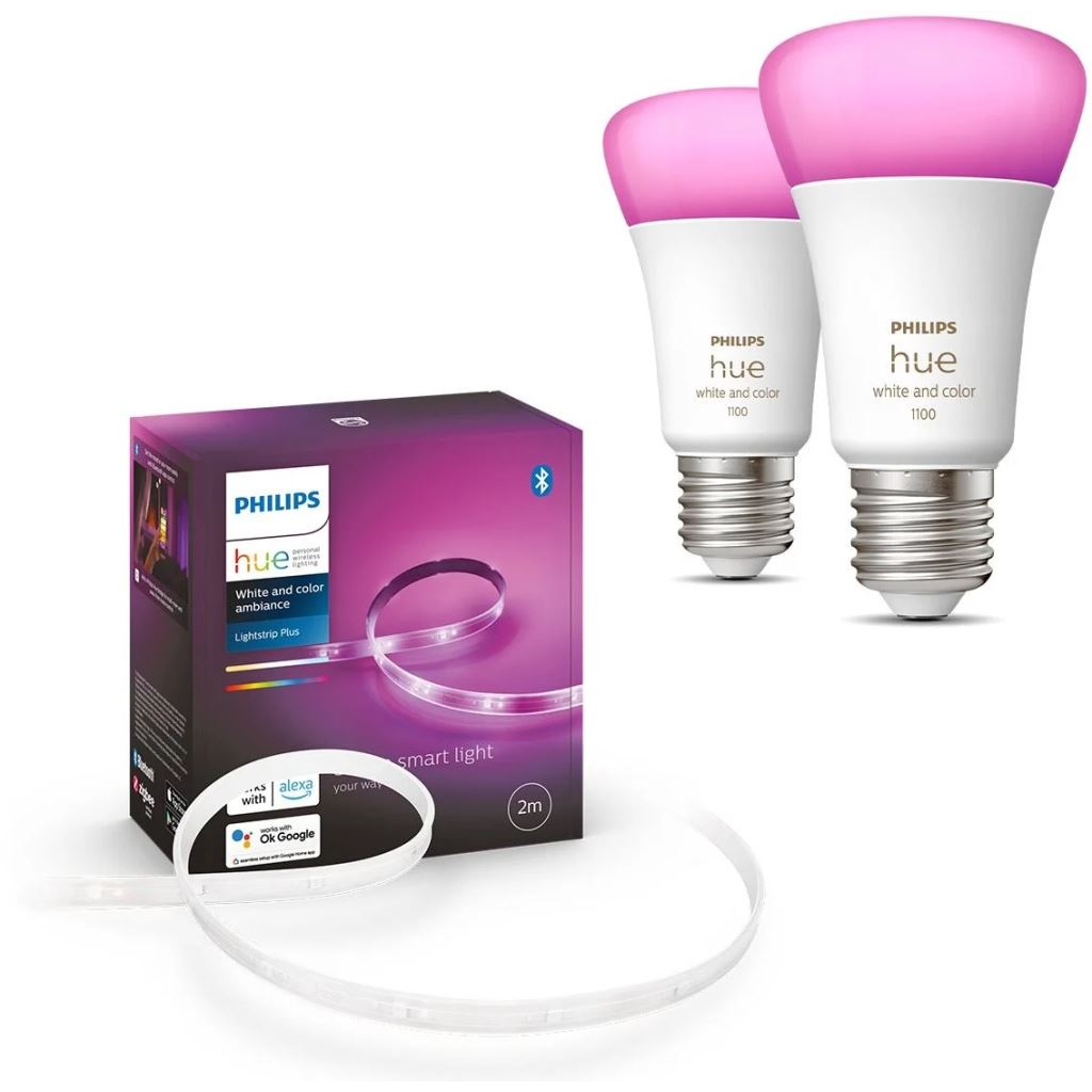 Philips Hue LightStrip Plus v4 LED szalag 2m + 2 db Philips HueWCA 9W A60 E27 (PHL23002set) (PHL23002set)