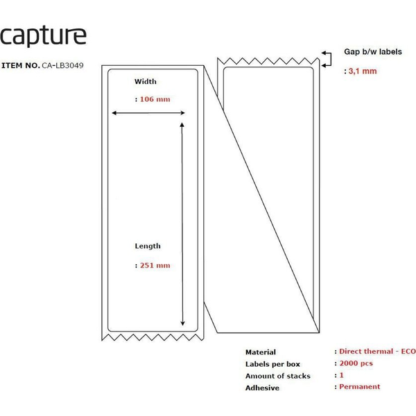 Capture CA-LB3049 printeretiket Wit