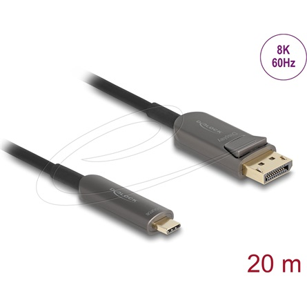 Delock Aktív optikai kábel USB Type-C DisplayPort, 8K 60 Hz, 40 Gbps, 20 m (81607) (81607)