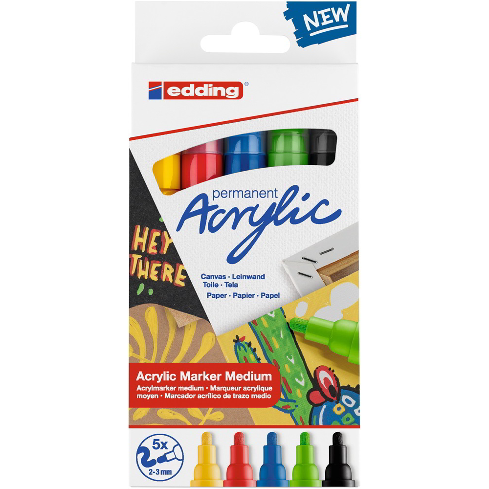 Edding 5100/5 M Akril Marker - Alap színek (5db / csomag) (7580245027)