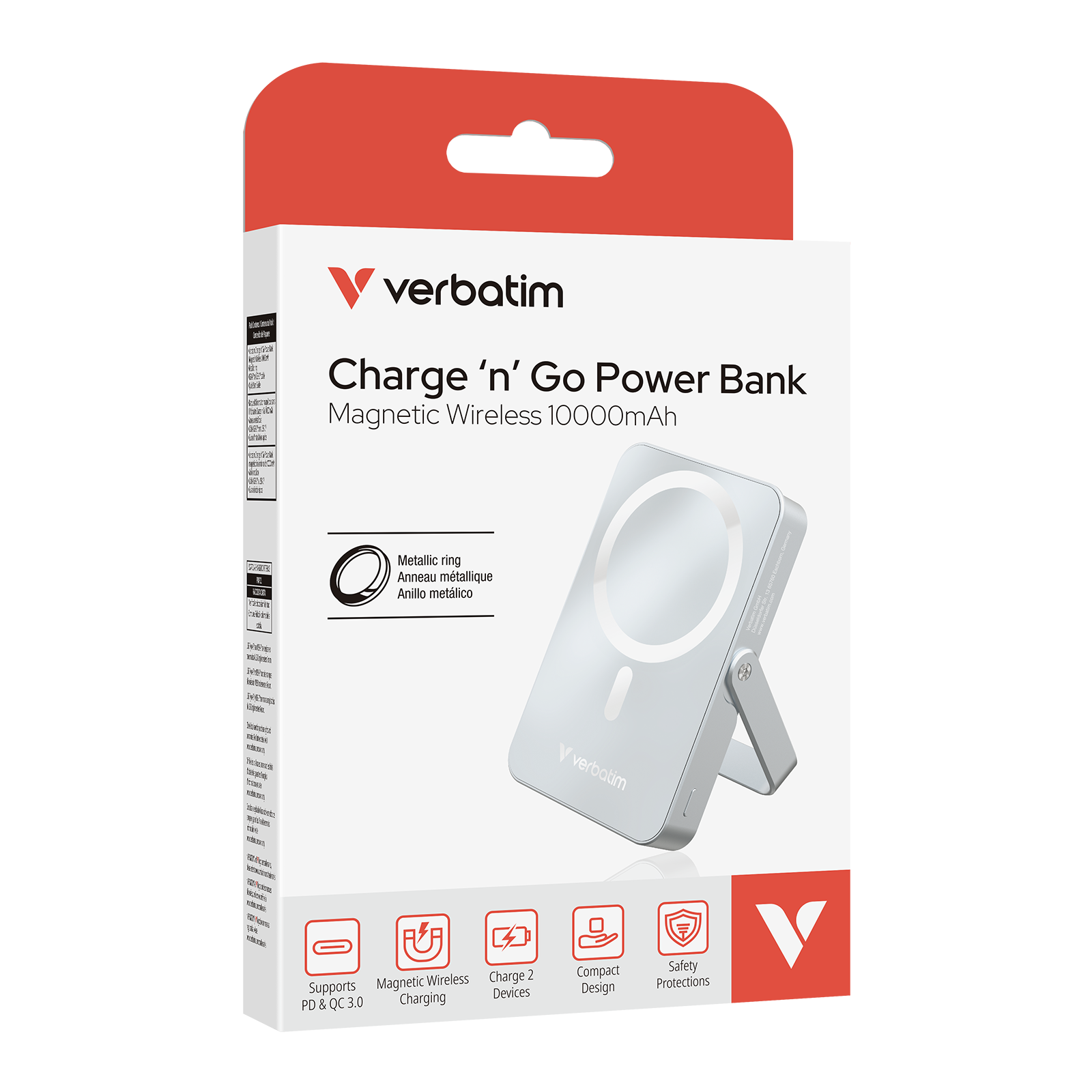 Verbatim 32266 MagSafe Wireless Power Bank Kitámasztóval 10000mAh 20W - Kék (32266)