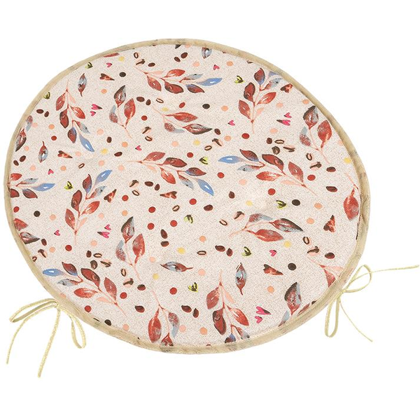 BELLATEX Seat cushion BERTA 79/607 round smooth diameter 40 cm, leaves coloured