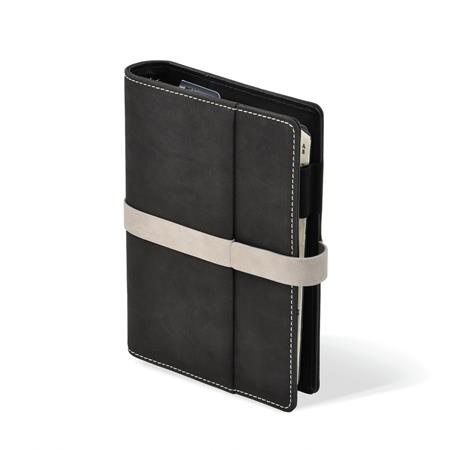 Saturnus 225 146x210mm Műbőr gyűrűs kalendárium - Fekete/Szürke (25SL225-003)