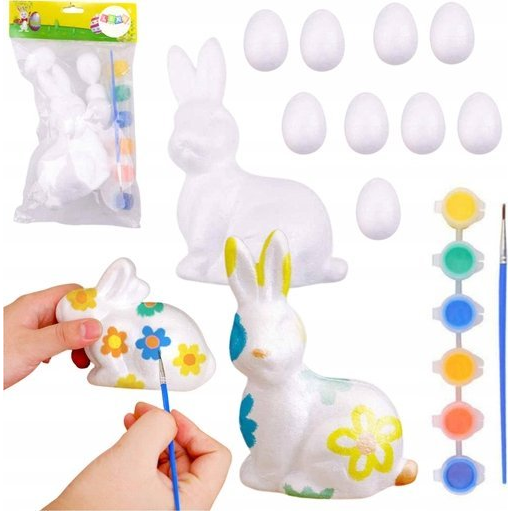 Húsvéti Szett Hungarocell Tojás 9 db Nyuszi Figura Festékek 21364