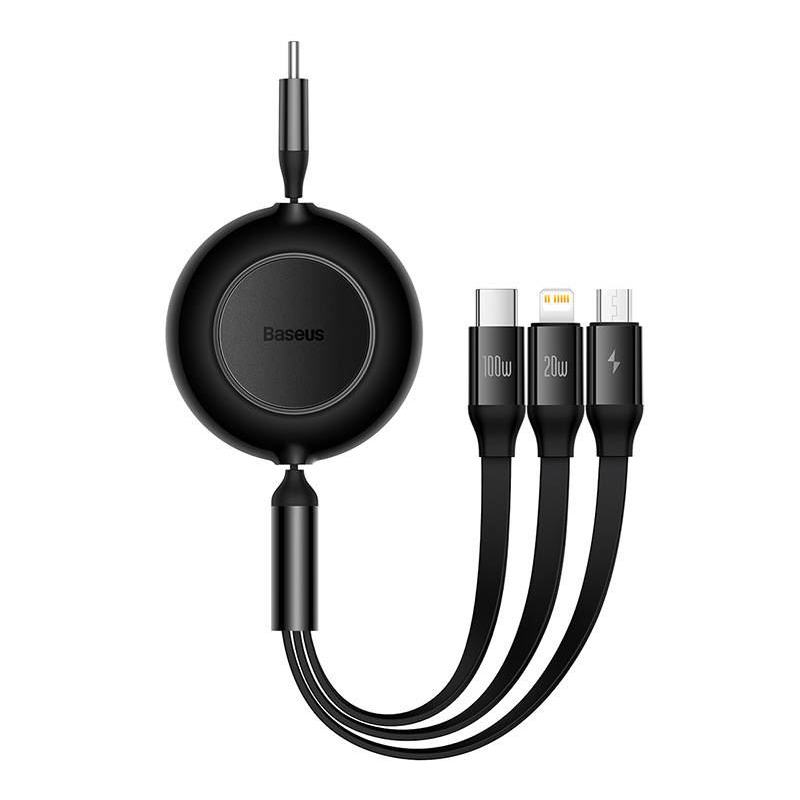 Baseus Bright Mirror 4 USB-C 3 az 1-ben kábel mikro USB Lightning USB-C 100W 3.5A 1.1m fekete (CAMJ010201) (CAMJ010201)