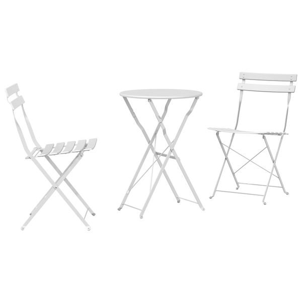 Set Bistro Pliabil 3 Piese Alb Oțel de la vidaXL